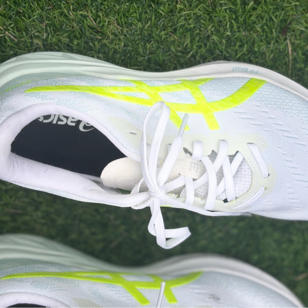 ASICS White and Bright Yellow Athletic Shoes - Picture 8 of 8